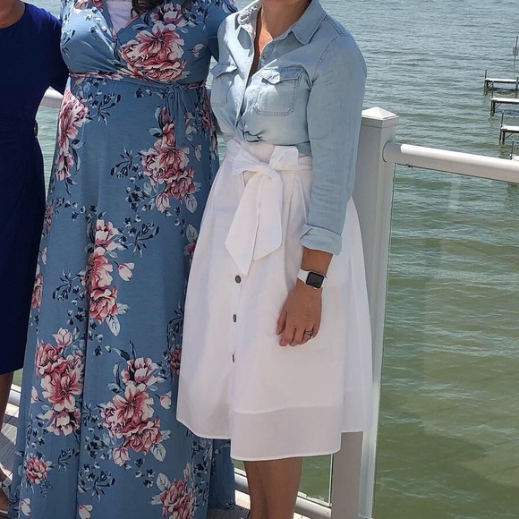 A New Day White Button Down Dress with Belt Size 8 - Picture 9 of 9